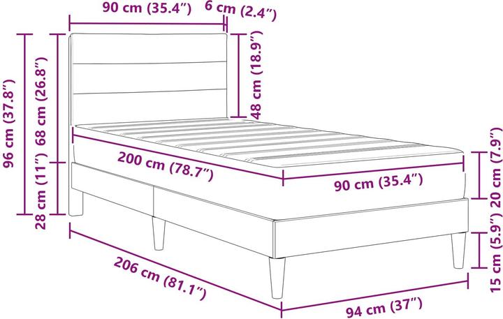 Produktbild vidaXL Bettrahmen (90 x 200 cm)