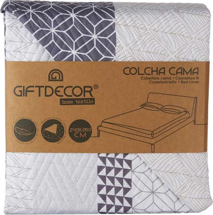 Image du produit Gift Wendbare Tagesdecke 240 x 260 cm sechseckig Blau Weiss Grau (6 Stück) (240 x 260 cm)