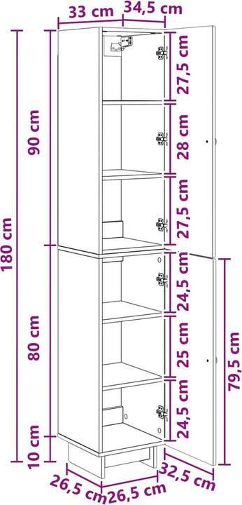 Produktbild vidaXL Möbelset (33 x 34.50 x 90 cm)