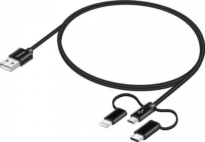 Produktbild Yenkee USB-A USB cable - USB-C, microUSB, Lightning 1 m Black (35052028) (1 m, USB 3.0)