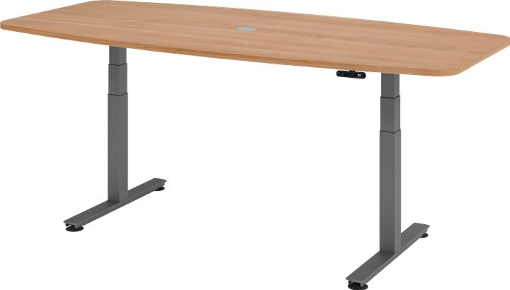 Image du produit Hammerbacher Table de conférence avec interrupteur à mémoire, noyer
