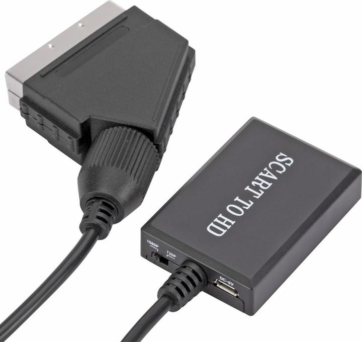 Actual product image Deltalabs Scart auf HDMI 1080p FullHD Konverter Adapter Kabel für TV / PC / DVD - Schwarz 70cm