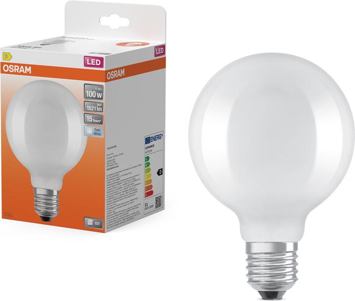 Produktbild Osram Led Retrofit Classic Globe95 (E27, 11 W, 1521 lm, 6 x, D)