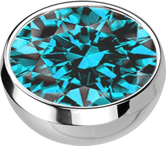 Produktbild Star Piercing Micro Halbkugel silber mit Kristall aqua (ohne Messing, Chirurgenstahl 316L)
