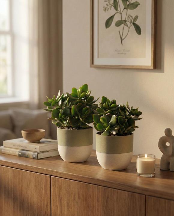 Produktbild feey Geldbaum Duo (15 cm, Frisch umgetopft)