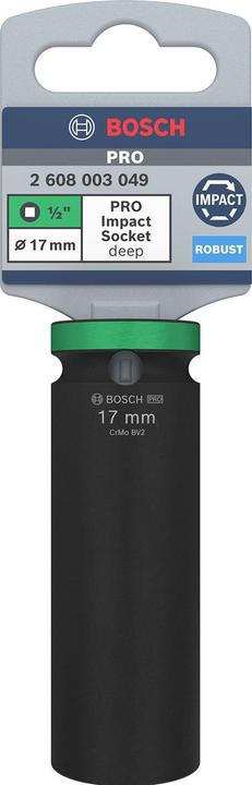Produktbild Bosch Professional Zubehör PRO Impact Steckschlüsseleinsatz, 1/2", 17 mm, tief (17 mm)