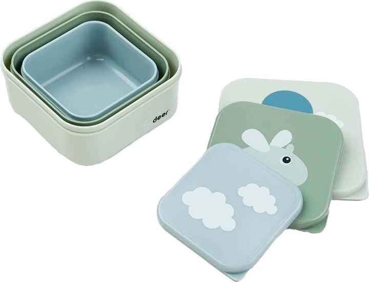 Actual product image Done by Deer Snackbox Happy Clouds Grün, 3-tlg.