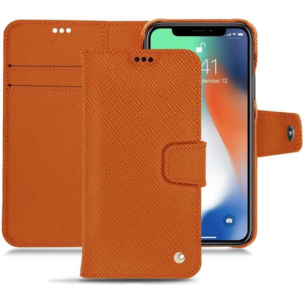 Noreve Lederschutzhülle (Apple iPhone XS Max), Smartphone Hülle, Orange