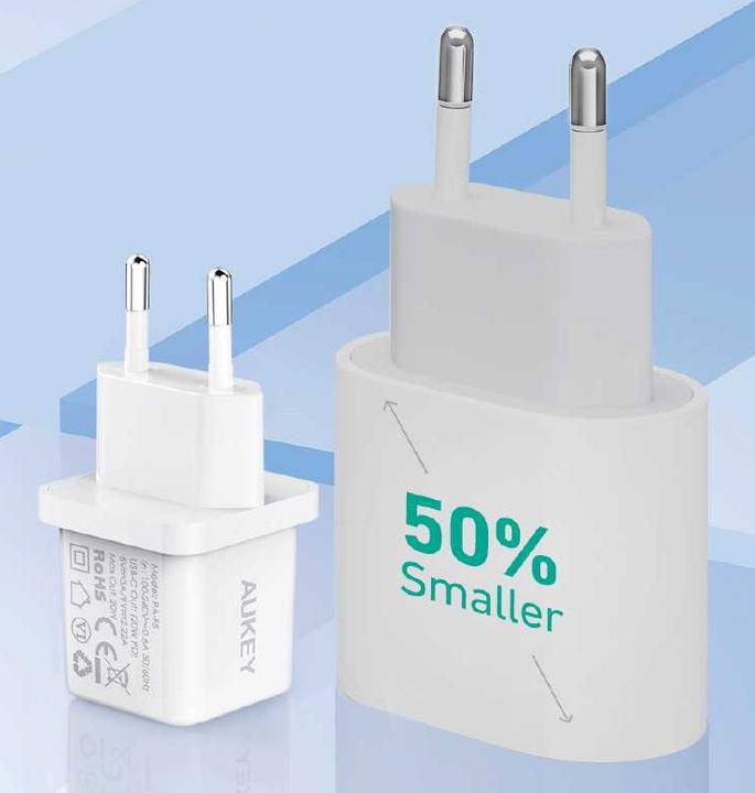 Actual product image Aukey PA-F5 OEM White Mini ładowarka sieciowa 1xUSB-C 20W PD Power Delivery (20 W, 1 portion)