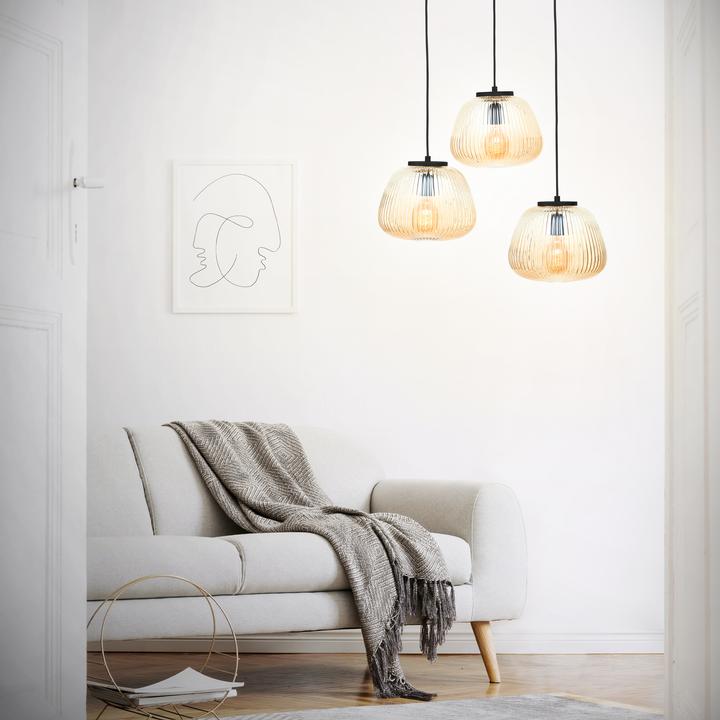 Productafbeelding Brilliant Hanglamp Kaizen 3 lampen ambre-ambre/noir mat (E27)