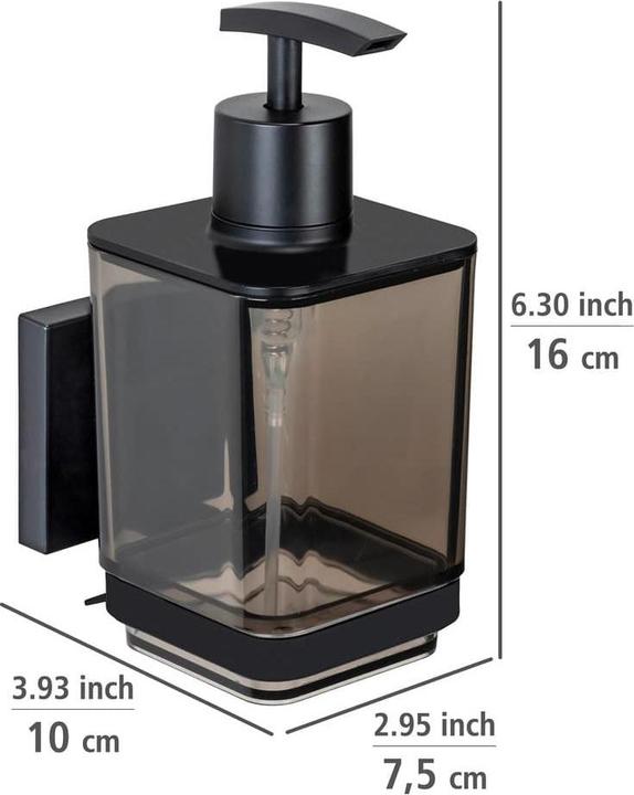 Image du produit Wenko Distributeur de savon Vacuum-Loc® Mod. Quadro Noir Fixer sans percer
