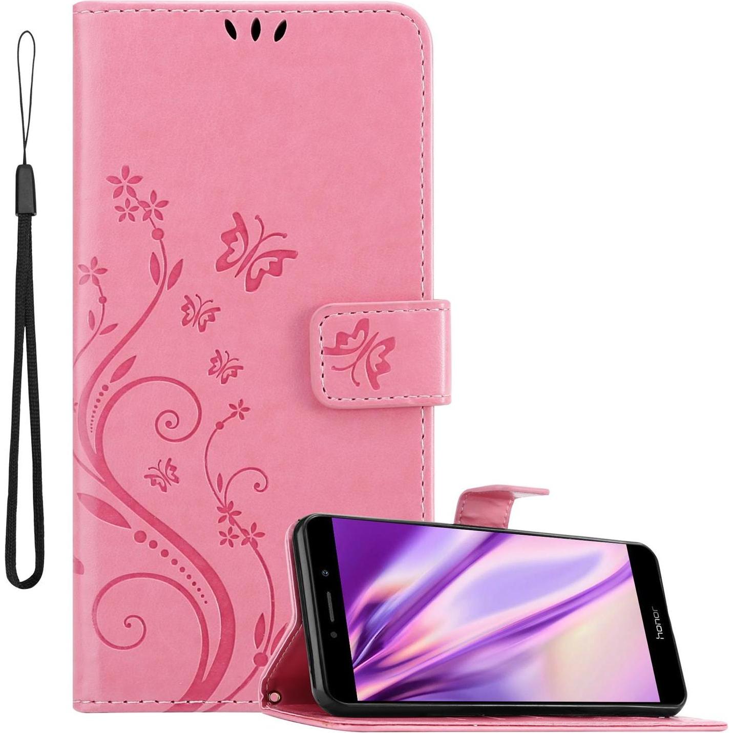 Cadorabo Flower Book Cover (Honor 6X), Smartphone Hülle, Rosa