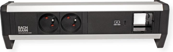 Produktbild Bachmann DESK - 2 AC-Ausgänge - Indoor - GST18 - Aluminium - Kunststoff - Schwarz - Silbe (2x, CEE 7/3, CEE 7/5)