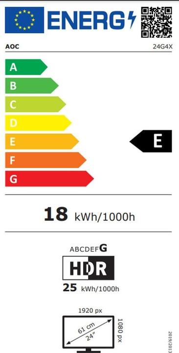 Label énergétique AOC 24G4X (1920 x 1080 pixels, 23.80")