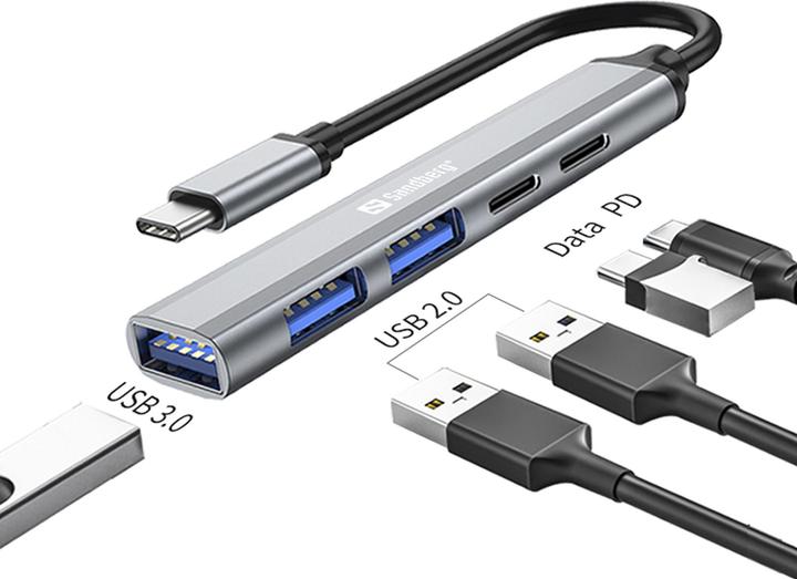 Produktbild Sandberg USB-C to 3xUSB-A+2xUSB-C SAVER (USB-C, 5 Ports)