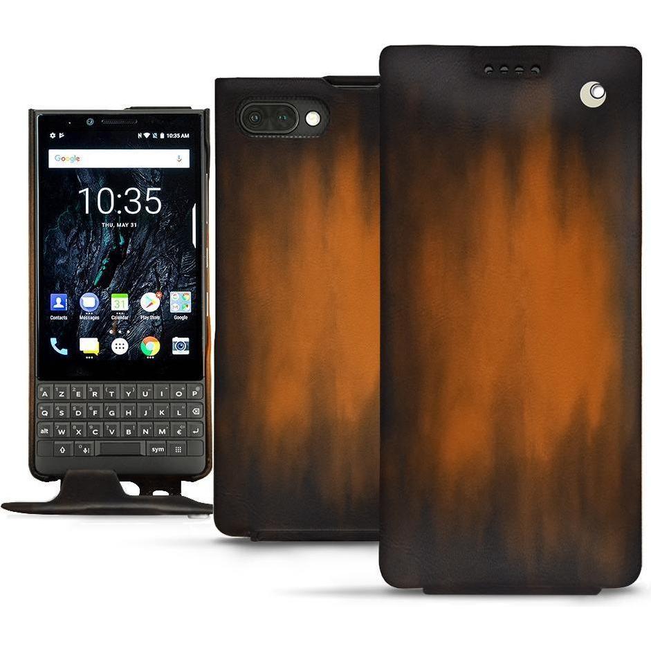 Noreve Lederschutzhülle vertikal (Blackberry KEY2), Smartphone Hülle, Braun