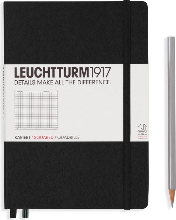 Leuchtturm1917 Notizbuch (A5, Kariert, Harter Einband)