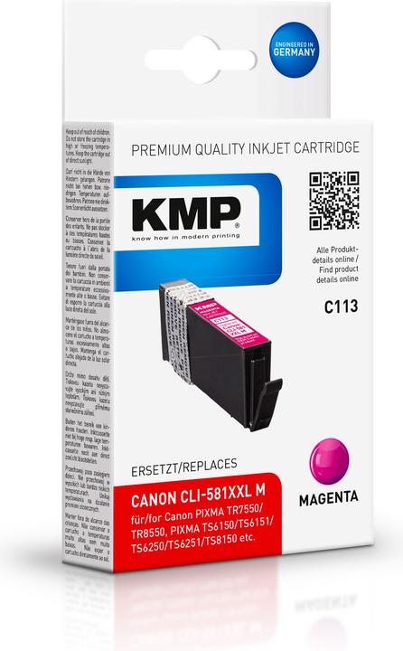 Actual product image KMP C113 Ink Cartridge compatible with Canon CLI-581XXL (M)