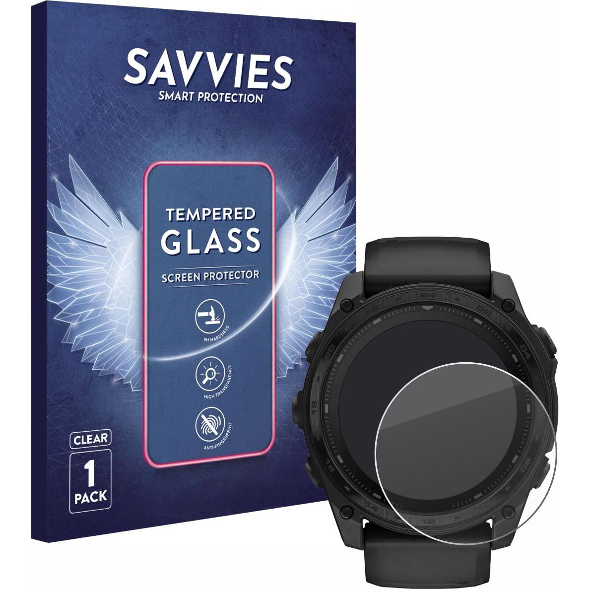Savvies Panzerglas Displayschutz 9H Schutzglas Glas Klar Transparent, Smartwatch Schutzfolie, Transparent