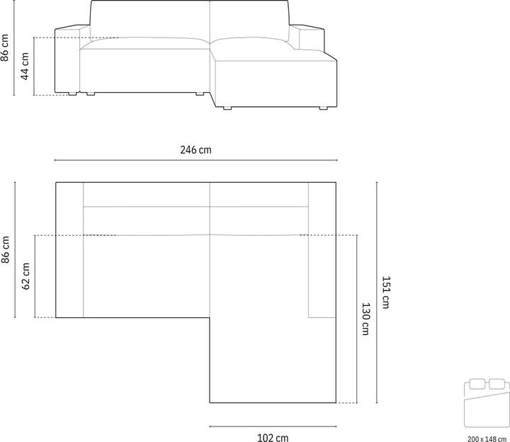 Image du produit Micadoni Canapé D'Angle Gauche Convertible Avec Coffre De Rangement, "Jodie", 3 Places, 246x151x86 Fabriqué e (Canapé d'angle)