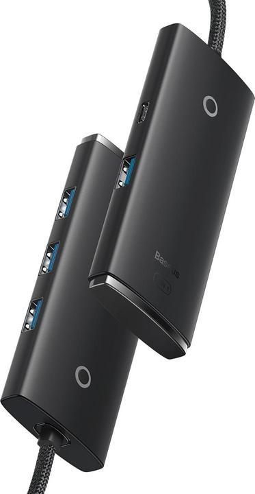 Actual product image Baseus Lite Series 4-Port USB-A HUB Adapter (USB-A to USB 3.0*4 ) 1m Black (USB-C, 4 Ports)