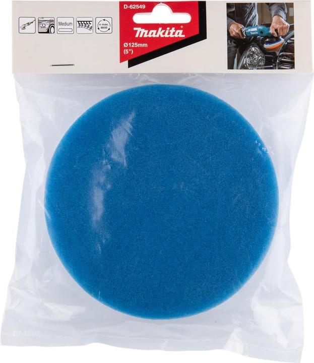 Actual product image Makita Grinding sponge for single disc/polishing machine, Ø125 mm, Unperforated, 1 piece, blue (MEDIUM)