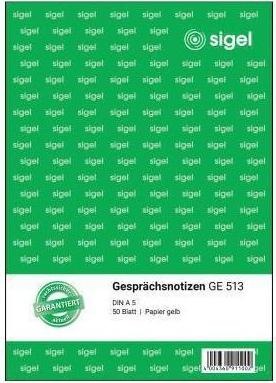 Produktbild Sigel Gesprächsnotiz Formular Papierformat: DIN A5 selbstdurchschreibend: Nein (50 x)