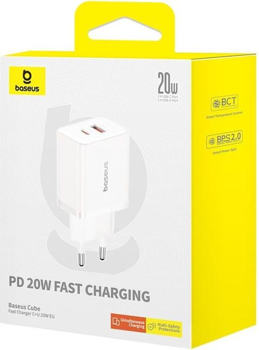 Produktbild Baseus Cube, 20W, 3A, 1 x USB-A - 1 x USB-C, weiss (20 W)