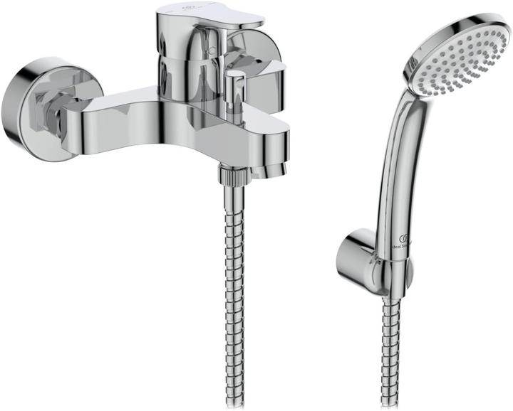 Ideal Fixed Spout Shower or Bath Mixer Tap with Adjustable Connections and Water-Saving Cartridge