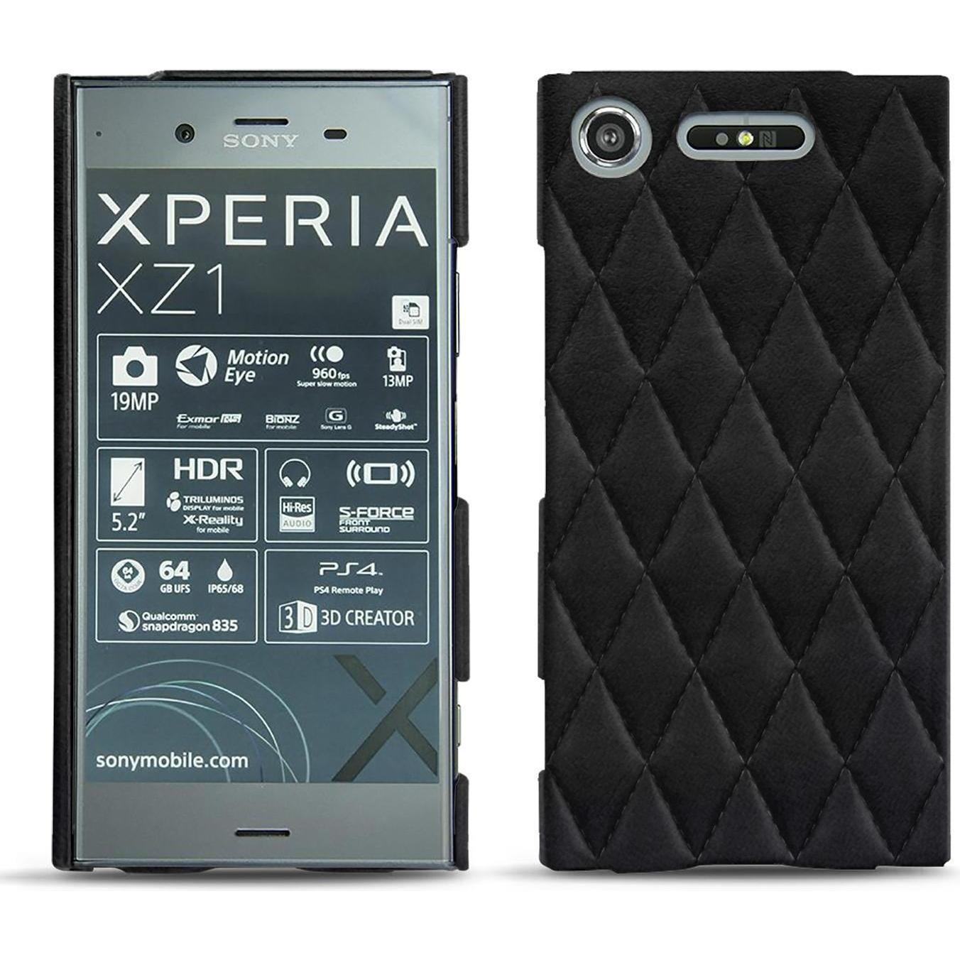 Noreve Lederschutzhülle (Sony Xperia XZ1), Smartphone Hülle, Schwarz