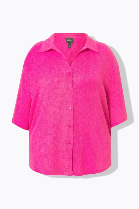 Immagine prodotto Ulla Popken Blusa con texture, collo da camicia e mezze maniche (50, 52)