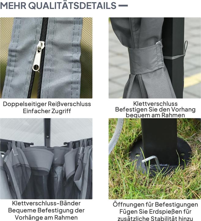Produktbild Outsunny Gartenpavillon mit Reissverschlüssen (300 cm, 400 cm)