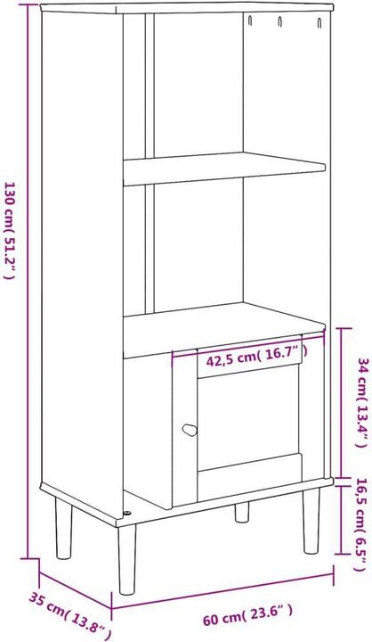 Immagine prodotto vidaXL Bücherregal (60 x 35 x 130 cm)
