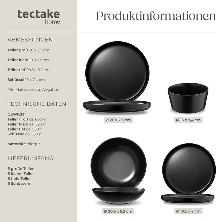 Actual product image tectake Kitchen starter set for 6 people with crockery, pots etc. (40 pcs.)