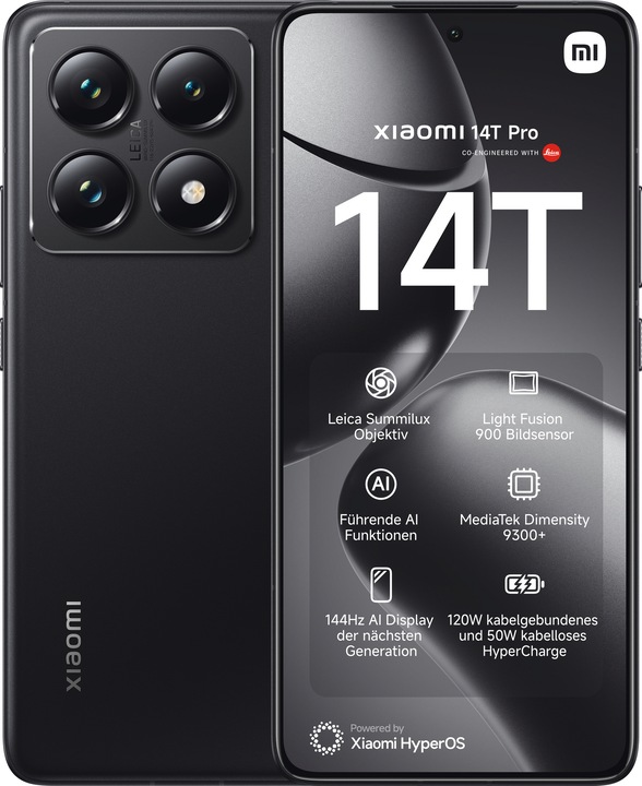 Xiaomi 14T Pro (512 GB, Titan Black, 6.67", Dual SIM, 50 Mpx, 5G)