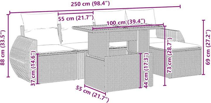 Actual product image vidaXL Garden furniture Sofa set Garden set 6-piece garden set Beige