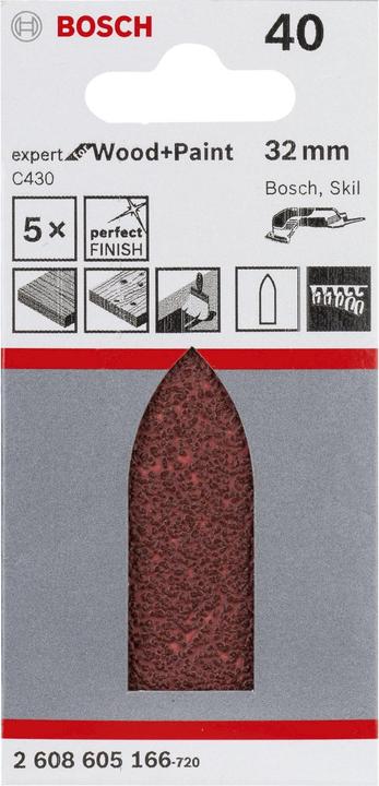 Produktbild Bosch Professional Zubehör Schleifblatt C430, 32 mm, 40, ungelocht, 5er-Pack (40)