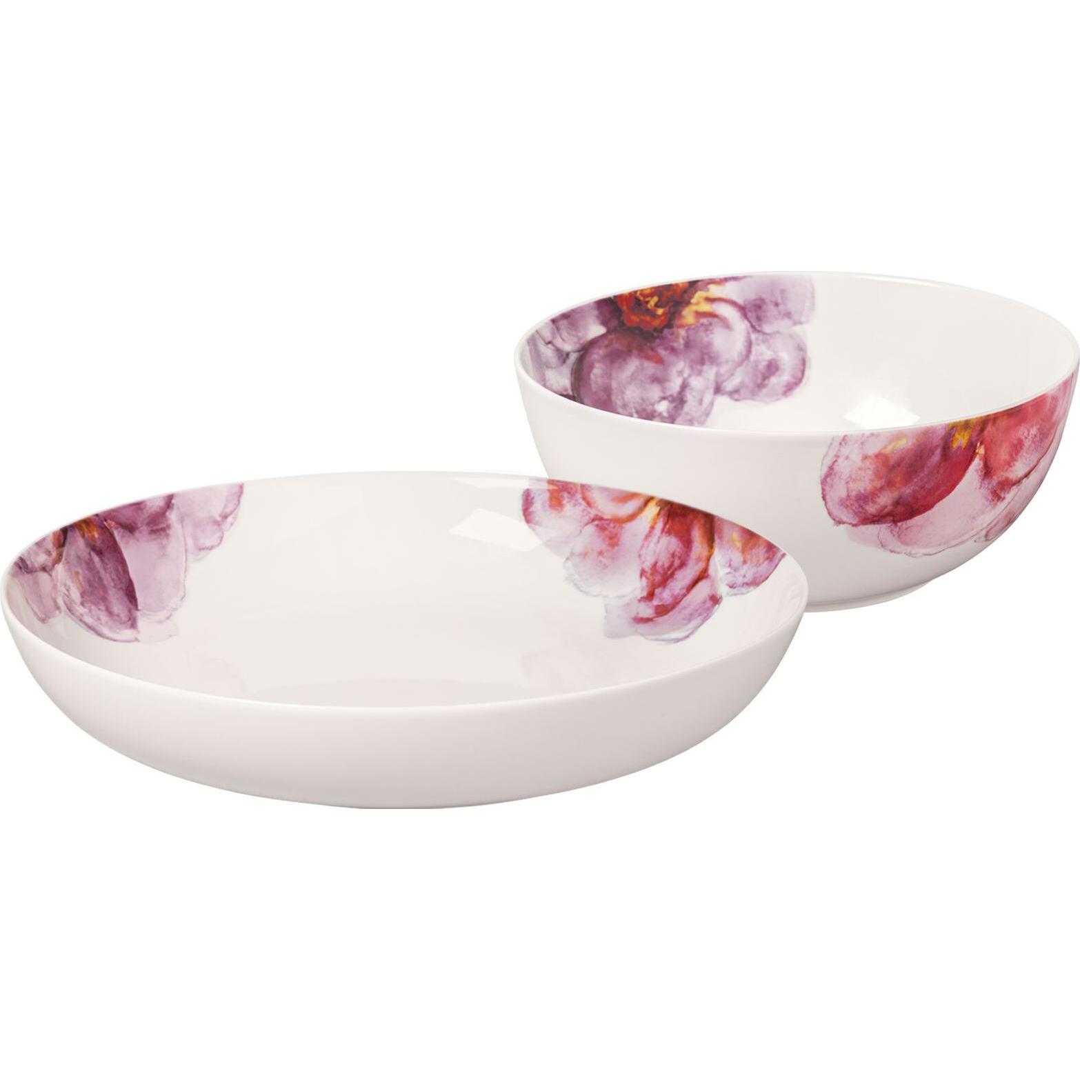 Villeroy & Boch Rose Garden Schüssel-Set, Schüssel + Schale, Mehrfarbig