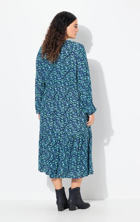 Produktbild Ulla Popken Midikleid, Blüten, A-Linie, Rundhals, Langarm (50, 52)