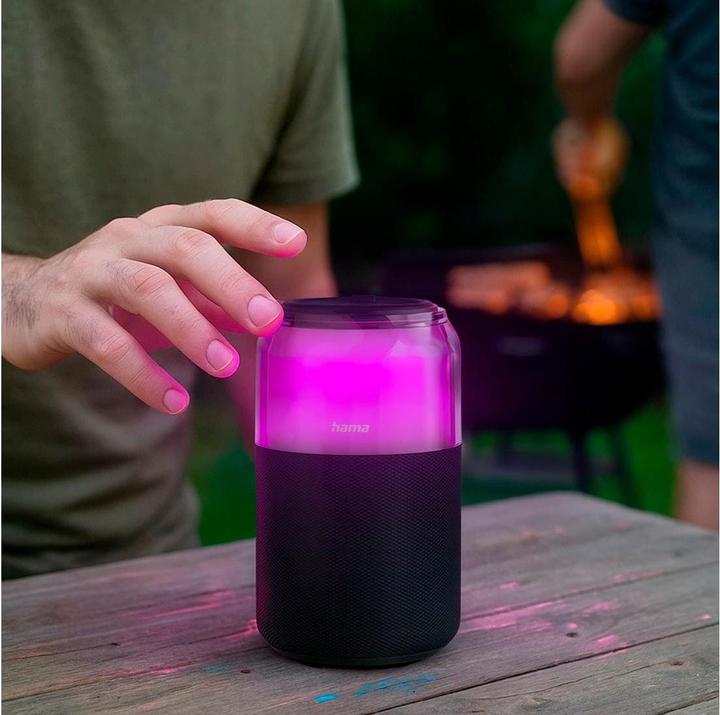 Actual product image Hama Bluetooth®-Lautsprecher "Can Speaker", 4 LED-Licht-Modi, 5W, Schwarz (10 h)