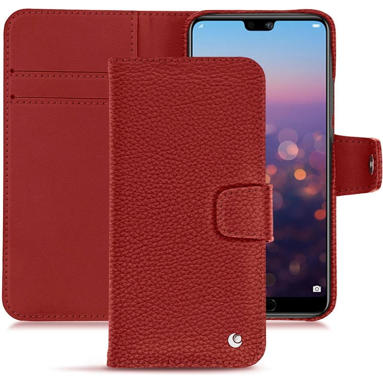 Noreve Lederschutzhülle Wallet (Huawei P20), Smartphone Hülle, Rot