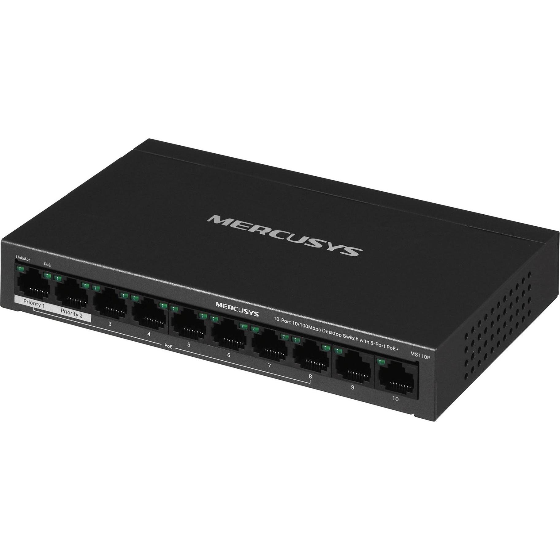 Thumbnail - Mercusys MS110P (10 Ports), Netzwerk Switch, Schwarz