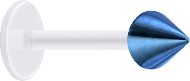 Produktbild Star Piercing Micro Labret transparent mit Cone dunkelblau (ohne Messing, Chirurgenstahl 316L, Bioflex)