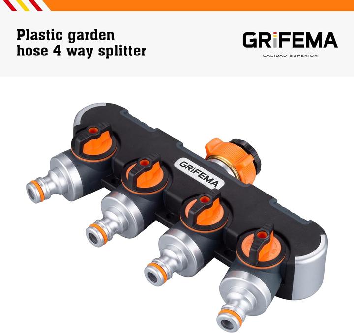 Actual product image Grifema 4-Wege-Wasserverteiler für Gartenschlauchsysteme (4 way distributor)