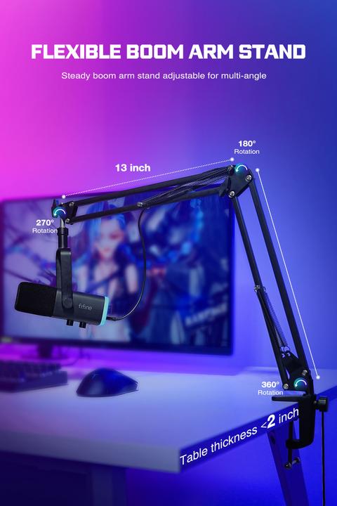 Produktbild Fifine AM8T Kondenser Mikrofon 3.5mm inkl. Mikrofonarm