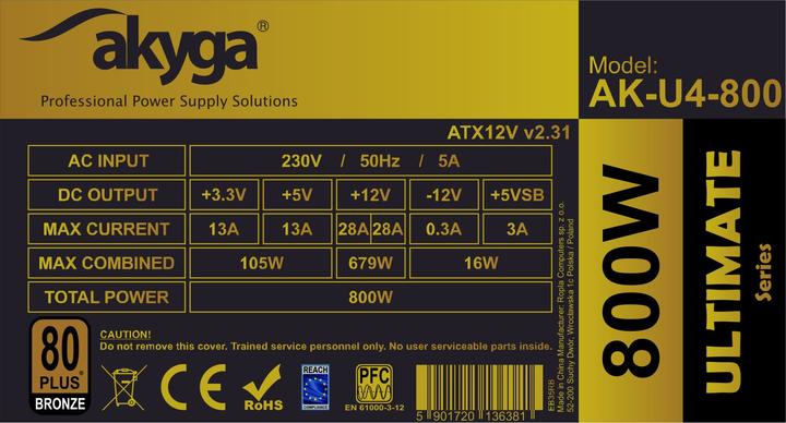 Produktbild Akyga Zasilacz ATX 800W AK-U4-800 P4+4 (800 W)