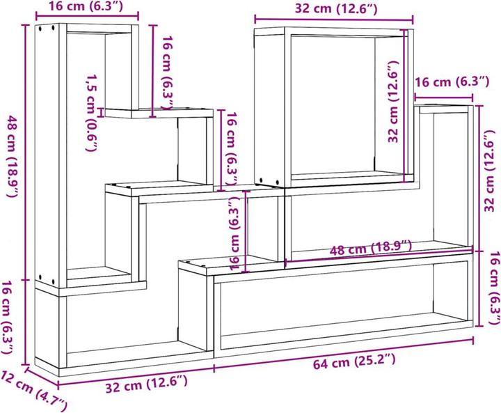 Actual product image vidaXL Wall shelf (96 x 12 x 64 cm)
