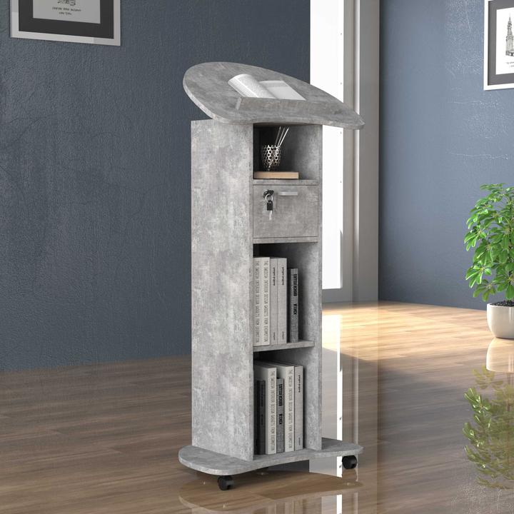 Immagine prodotto VCM Scrivania in piedi in legno Leggio Tavolo mobile in piedi Ruote rotanti Cassetto Redola (56 x 37 x 110 cm)