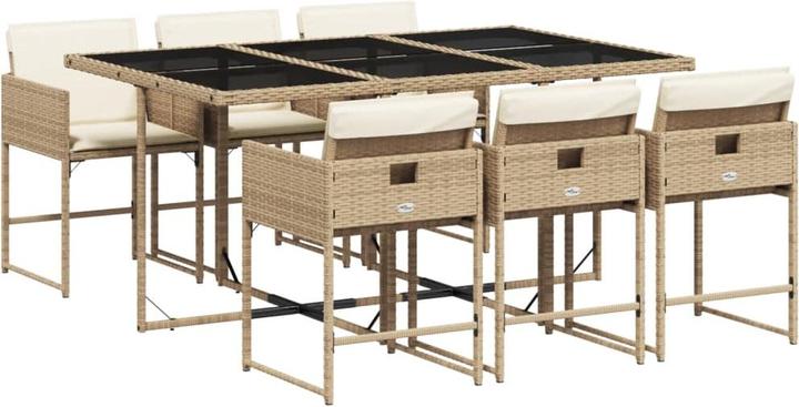 Produktbild VidaXL Gartenmöbel Essgruppe Gartengarnitur Sitzgruppe 7tlg. Beige Poly Rattan (165 cm)