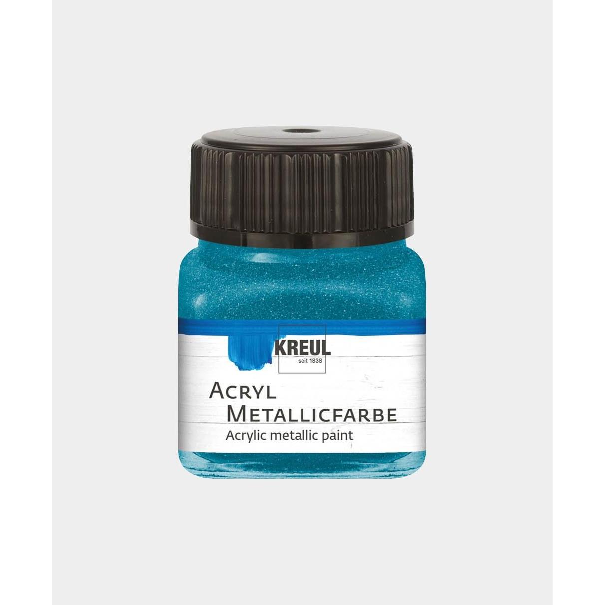 Kreul, Künstlerfarbe + Bastelfarbe, Acryl Metallicfarbe, cremig deckend, 20 ml (Petrol, 20 ml)